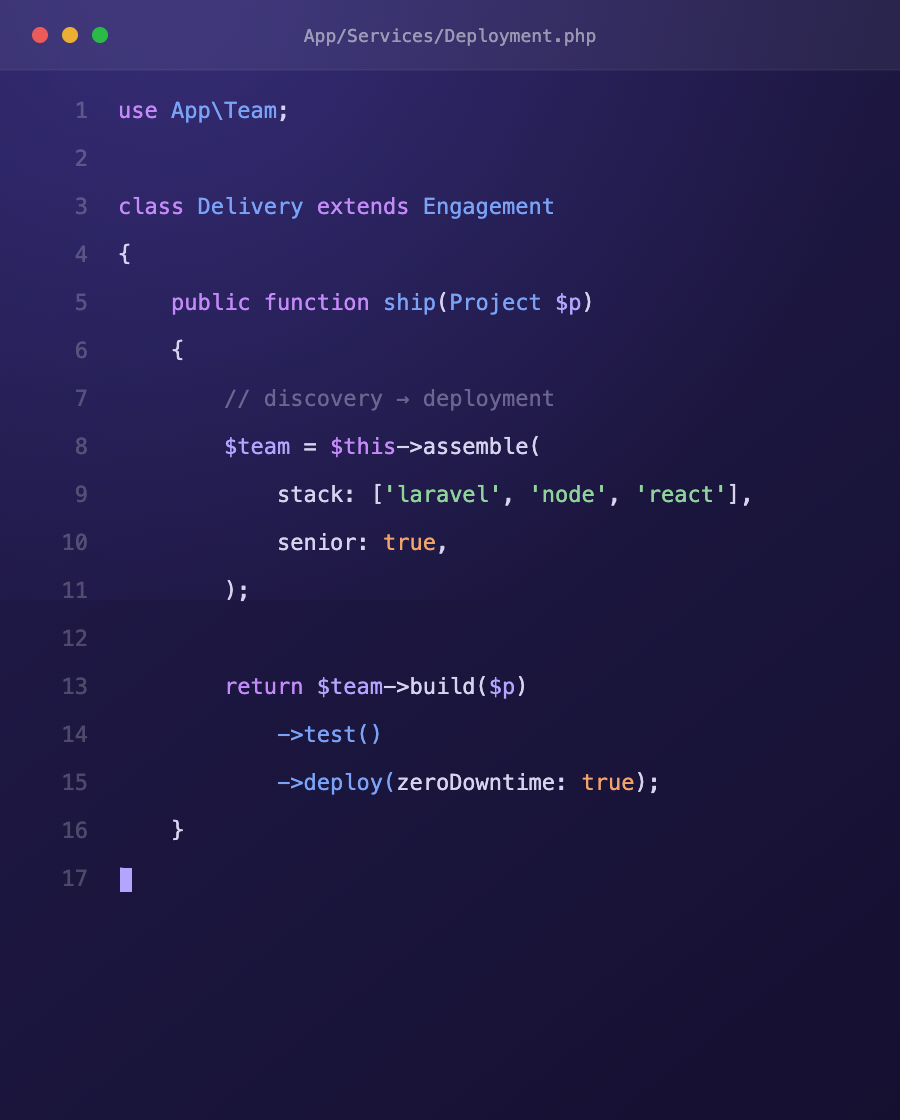 Senior engineering — code to deployment